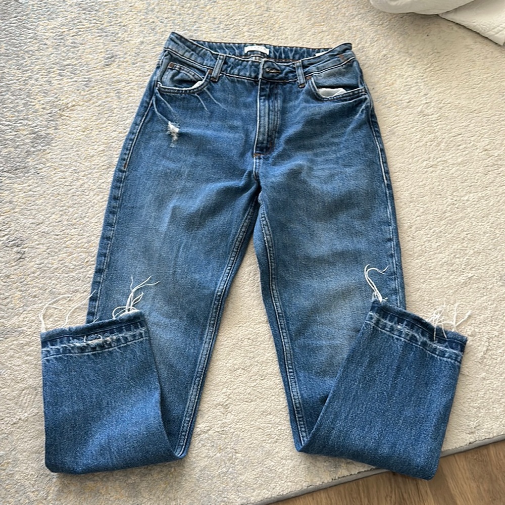 Sandro Women's Distressed Blue Denim Jeans